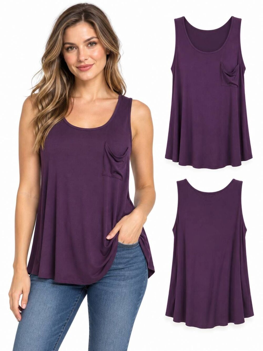 Pink Rose Women’s M Purple Swing Tank Top Pocket